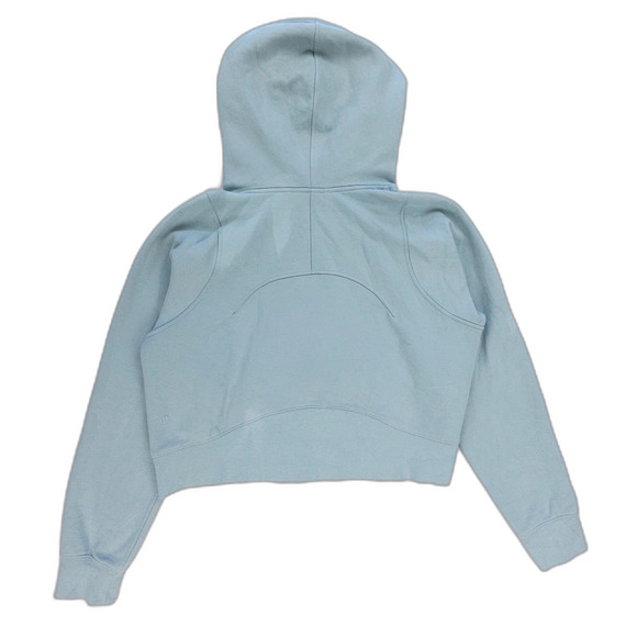 LULULEMON Loungeful Cropped Hoodie Silver Blue Fleece Sweatshirt Athleisure Yoga - Picture 7 of 9